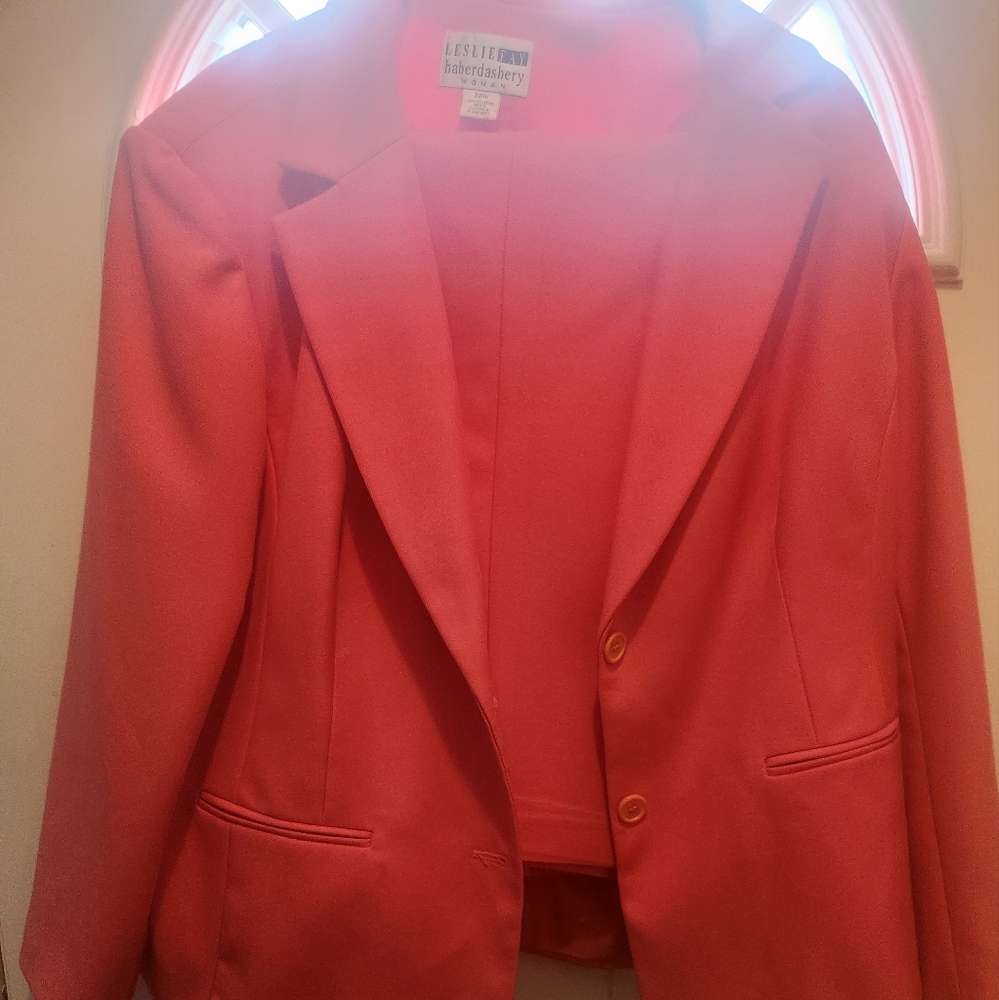 Leslie Fay Pink Blazer Modern Minimalist Suit Jacket
